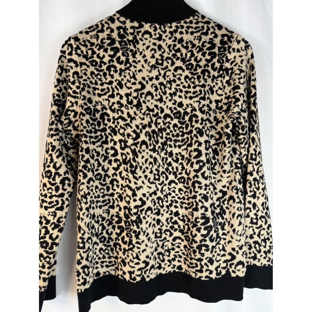 Calvin Klein Womens Leopard Print Mock Neck Button‎ Shoulder Sweater M - Picture 4 of 12